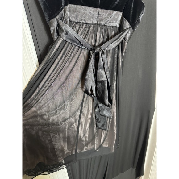 Y2K Velvet Black Sequin Sheer Lace Ruffle Babydoll Party Dress Whimsigoth Fairy - Picture 6 of 10